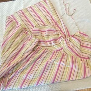 Old Navy Striped Maxi Dress - Pink/Yellow/White Pastel Shades. XXL. Halter.